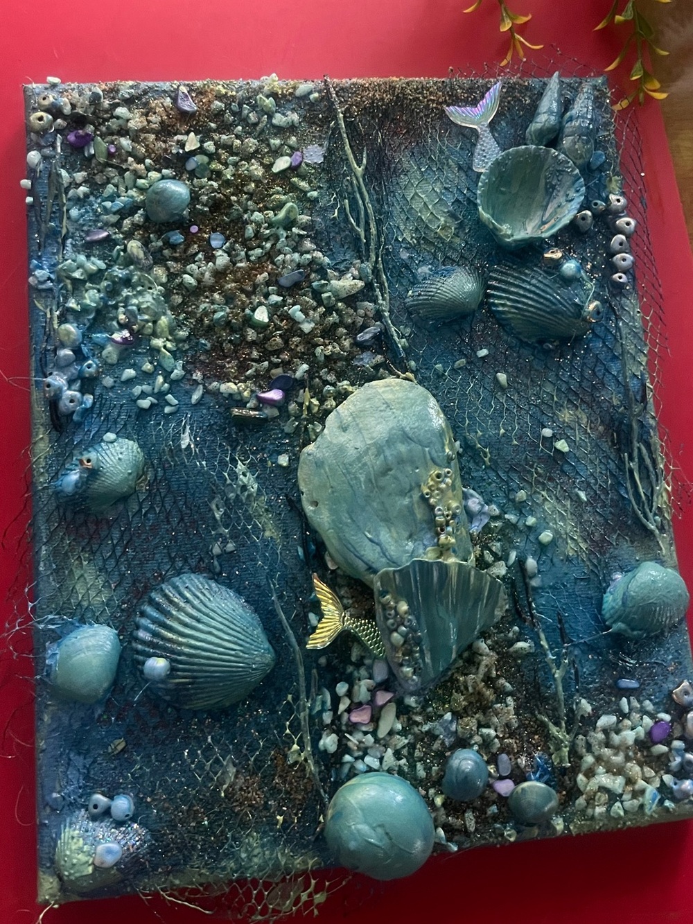 Handmade Blue Ocean Mixed-Media Wall Art